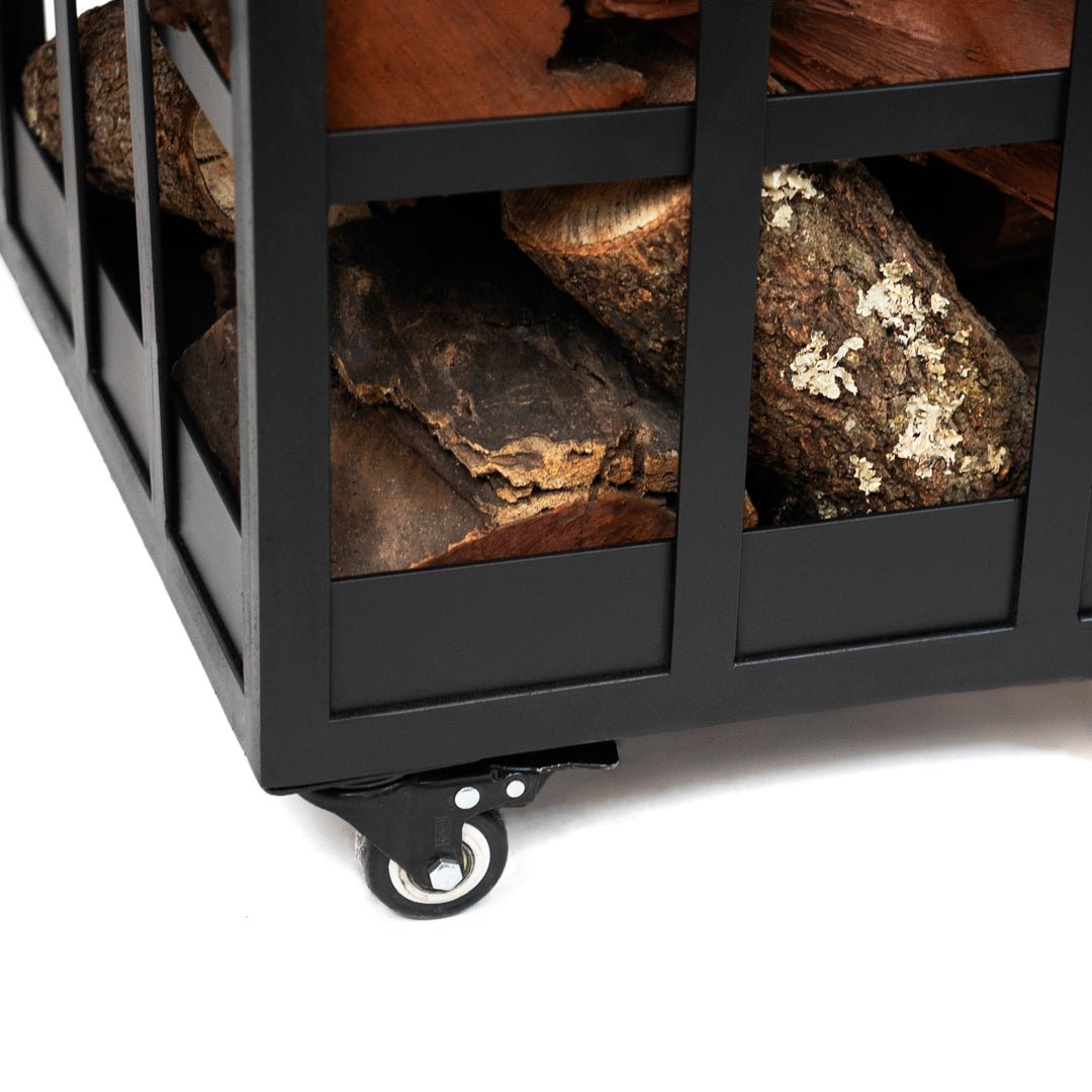Handmade Solid Iron Firewood Holder with WheelsSMALLGaucholife