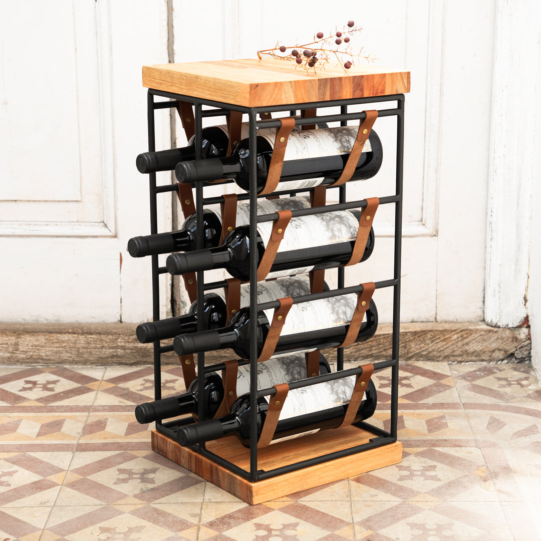 Leather and Iron Wine Rack