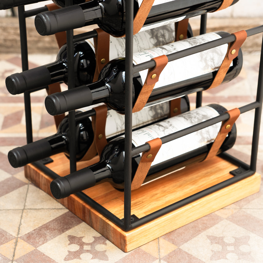 Leather and Iron Wine Rack