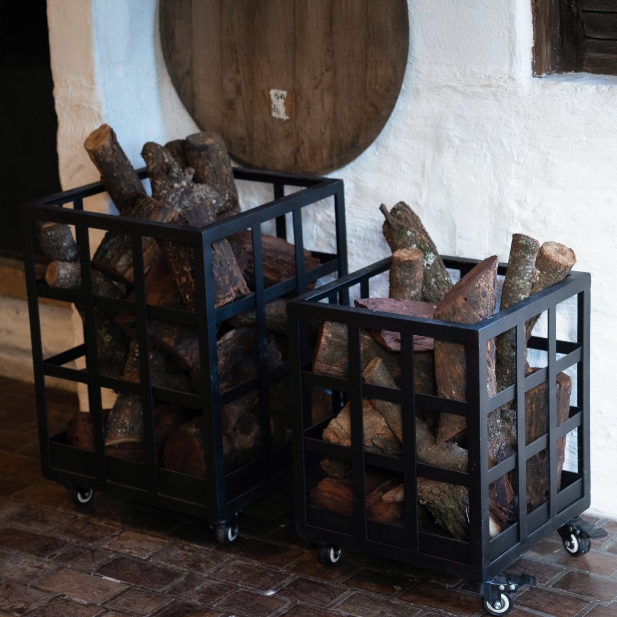 Handmade Solid Iron Firewood Holder with WheelsLARGEGaucholife