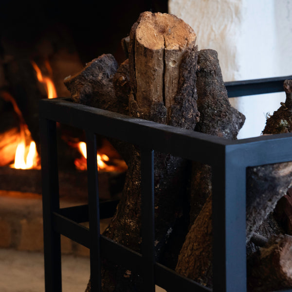 Handmade Solid Iron Firewood Holder with Wheels