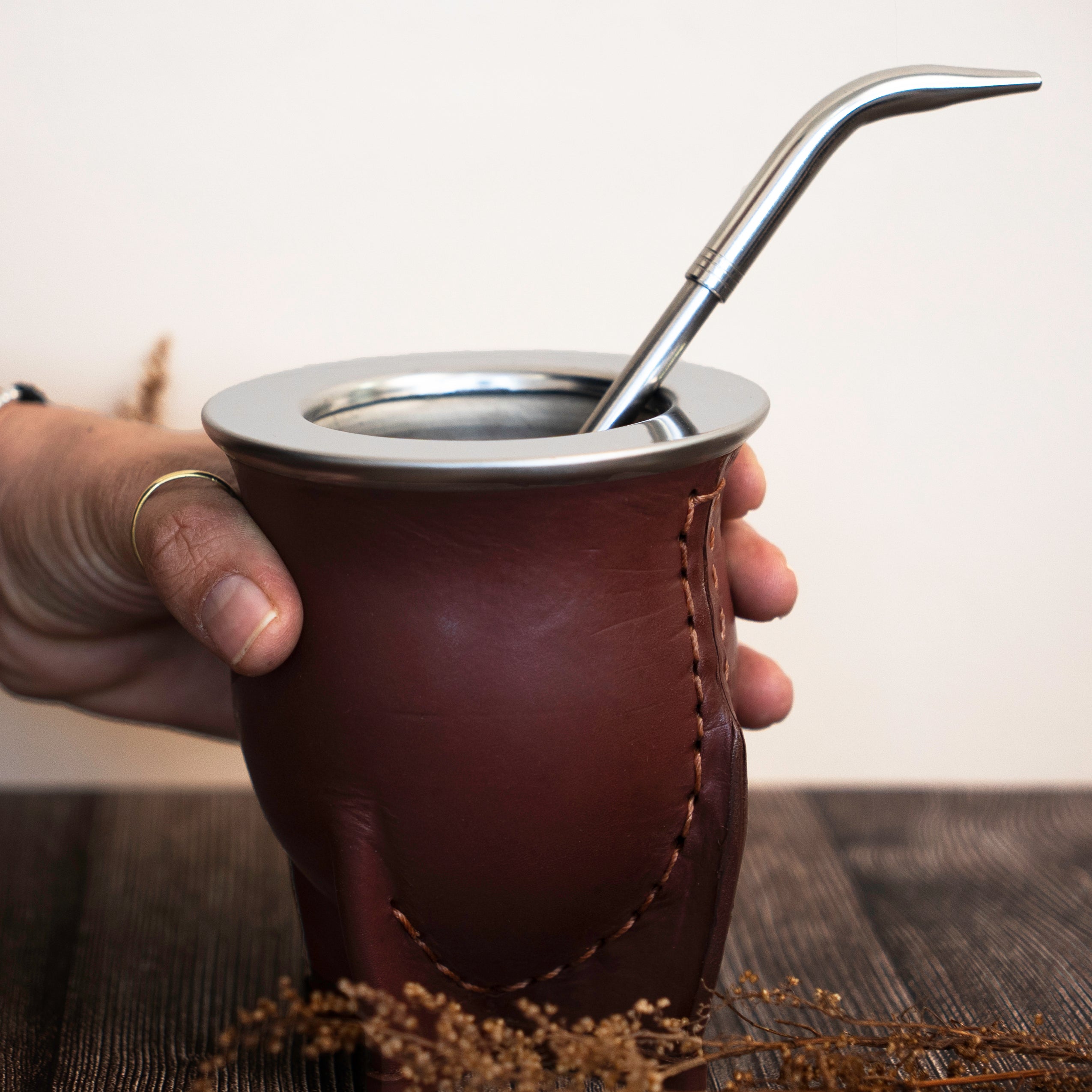 Leather Camionero Inox Cup Brown