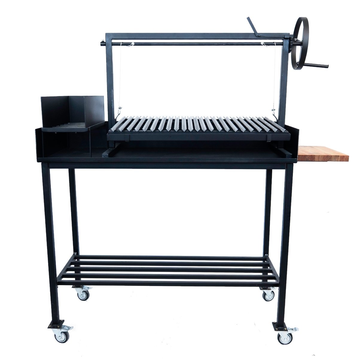 Premium Santa Maria Grill with V - Shaped Grates and CartRound BarsGaucholife
