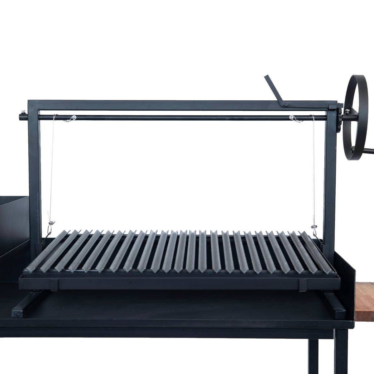 Premium Santa Maria Grill with V - Shaped Grates and CartRound BarsGaucholife