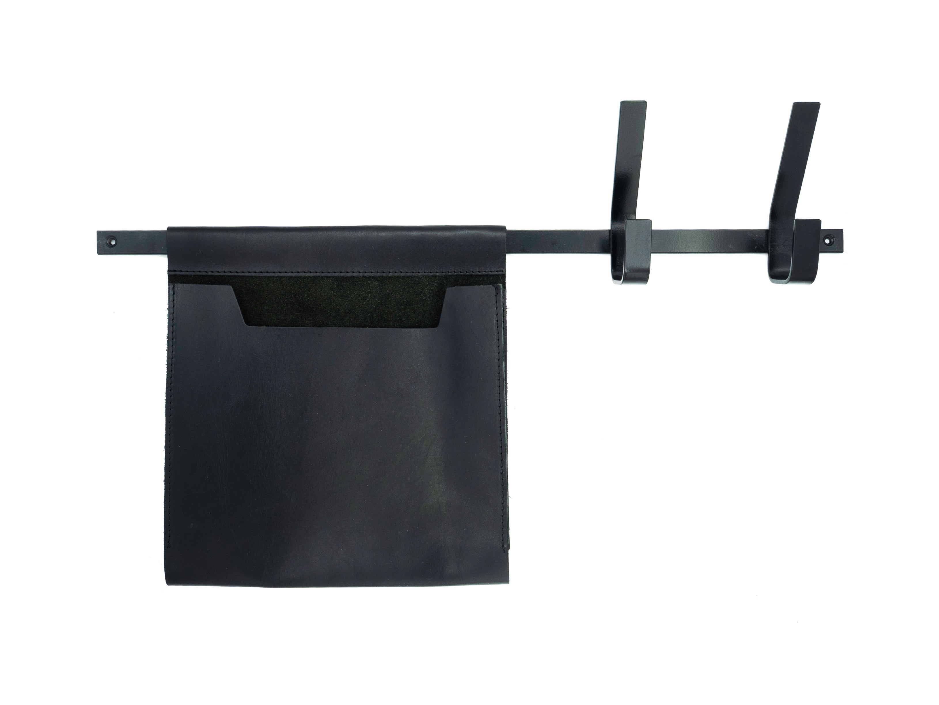 Large Leather Wall Pocket with hooks