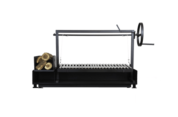 Parrilla premium Santa María con rejillas en forma de V y carrito