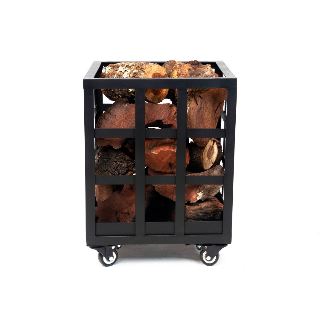 Handmade Solid Iron Firewood Holder with WheelsSMALLGaucholife
