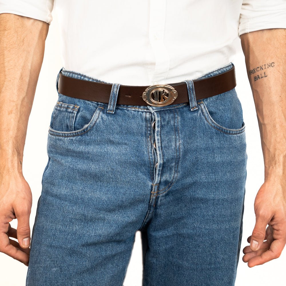 Personalized Leather Buckle BeltBrownGaucholife