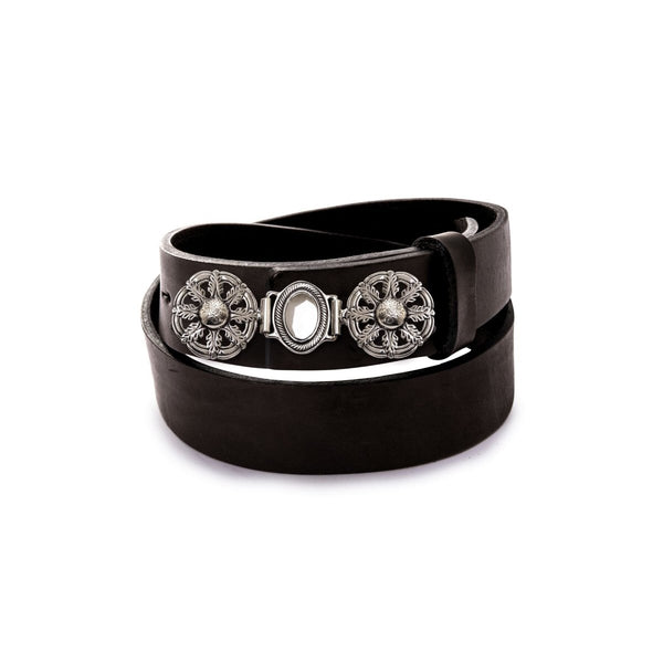 Yunta Leather Belt with Floral Buckle