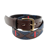 Cinturón bordado (azul/rojo)