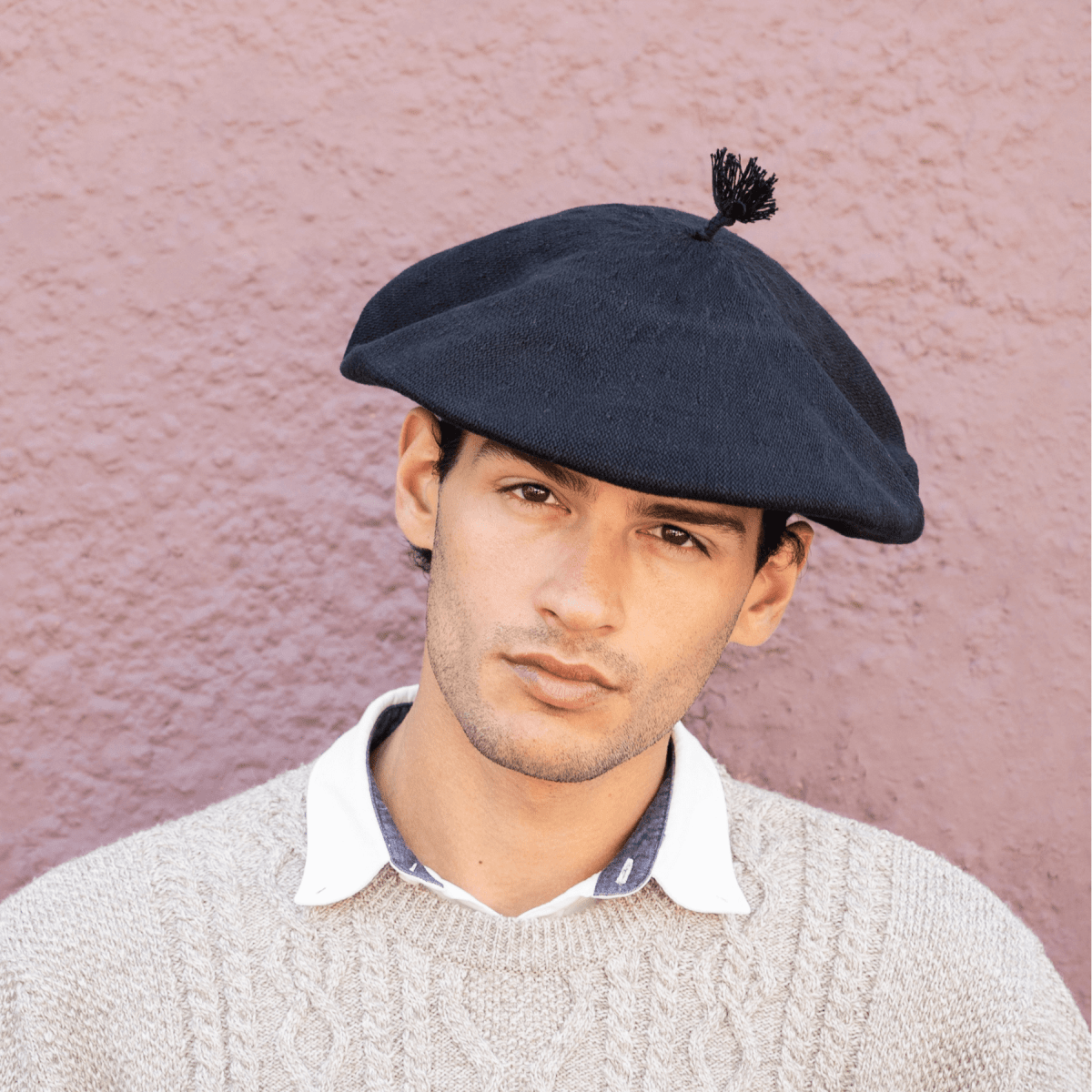 Black Cotton Thread Beret Black Cotton Thread Beret