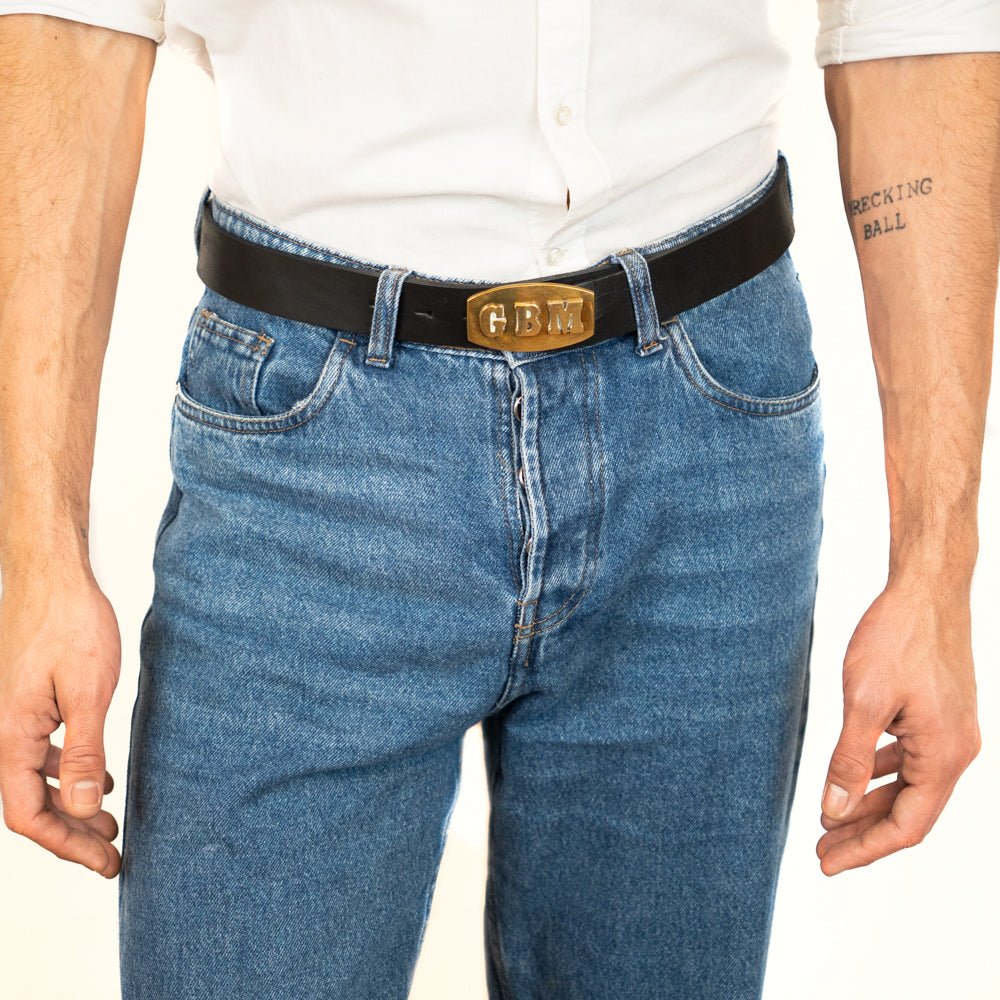 Personalized Leather Buckle BeltBlackGaucholife