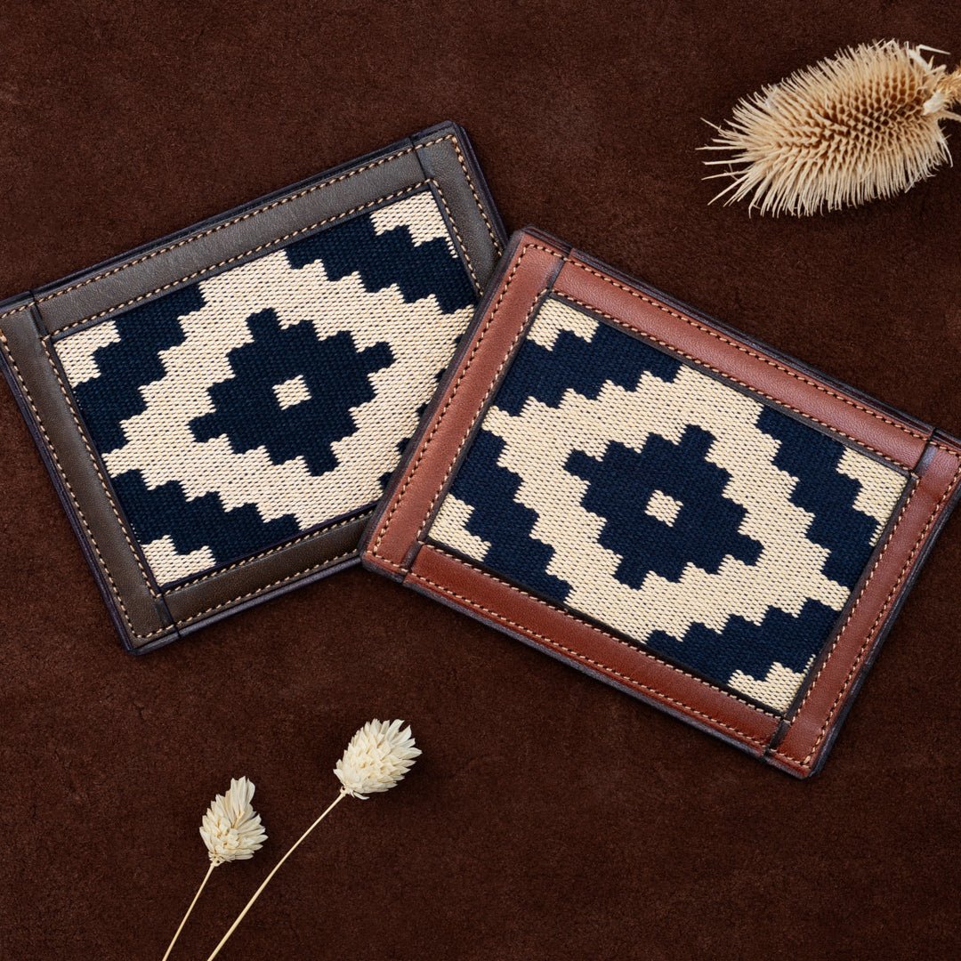 Thin Woven Leather Card Holder (Blue)BrownGaucholife