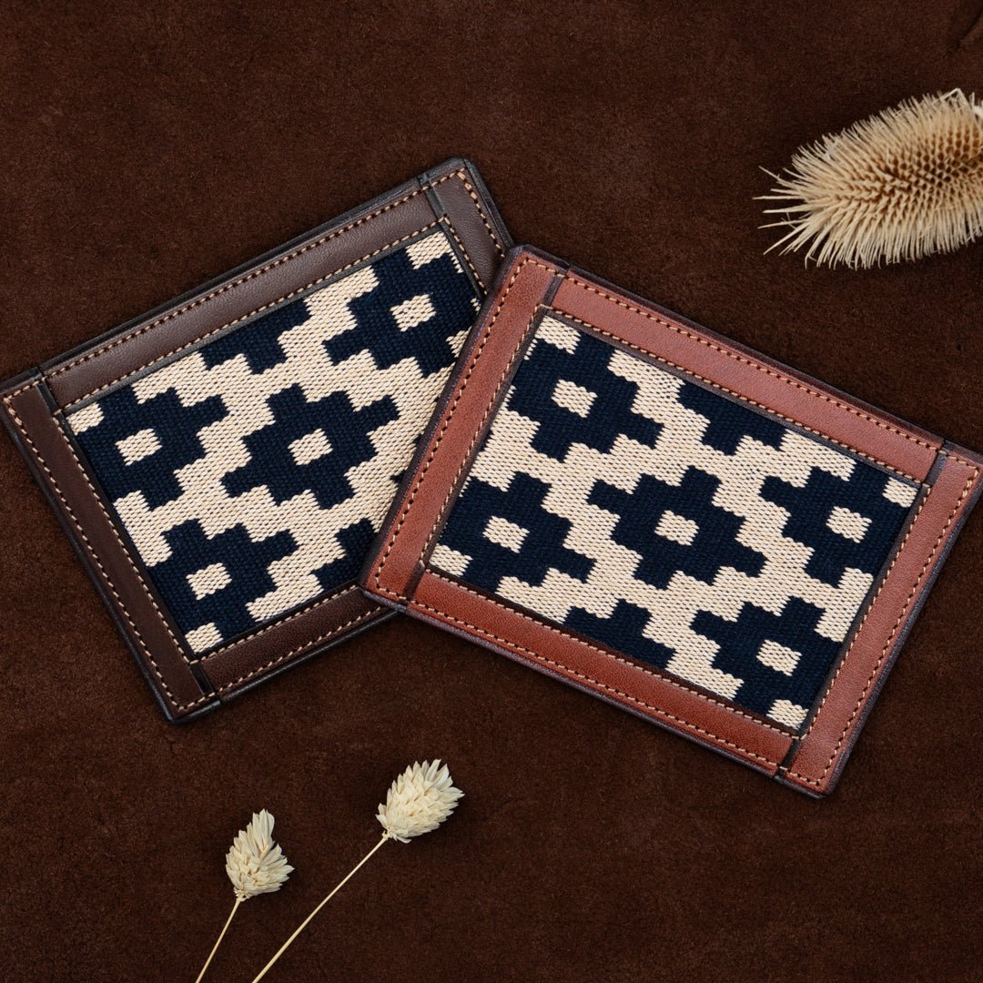 Thin Woven Leather Card Holder (Cross)BrownGaucholife