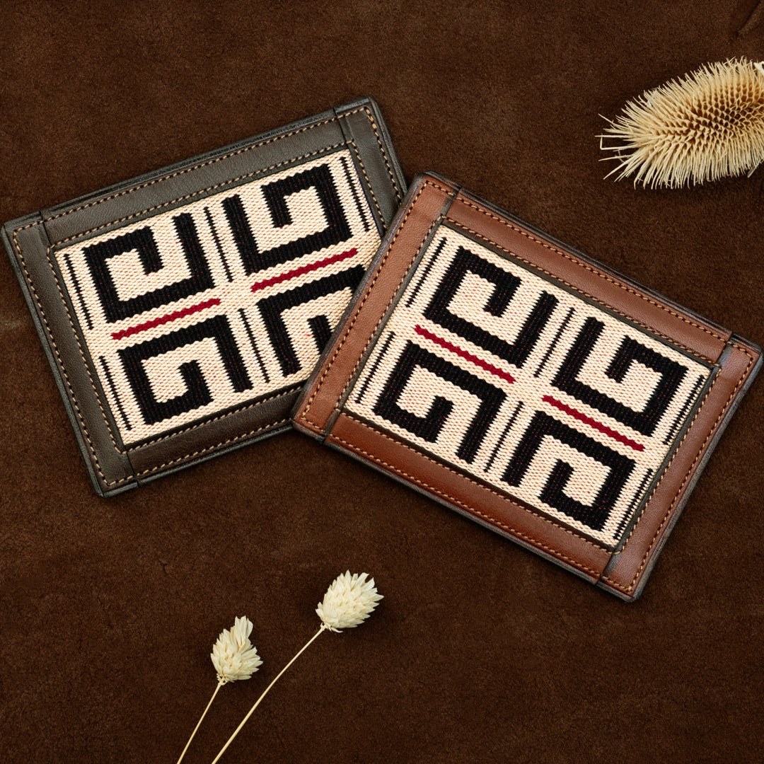 Thin Woven Leather Card Holder (Greek)BrownGaucholife