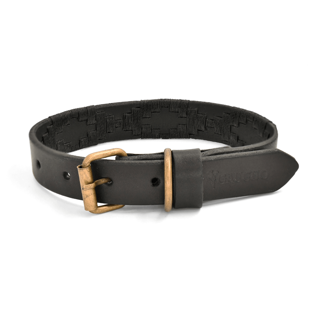 Embroidered Leather Dog Collar (Black)X SmallGaucholife