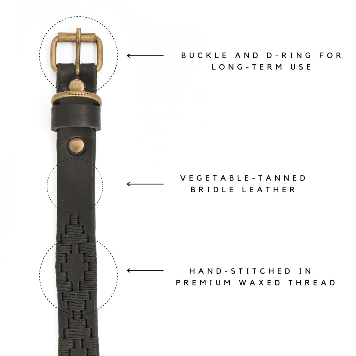Embroidered Leather Dog Collar (Black)X SmallGaucholife