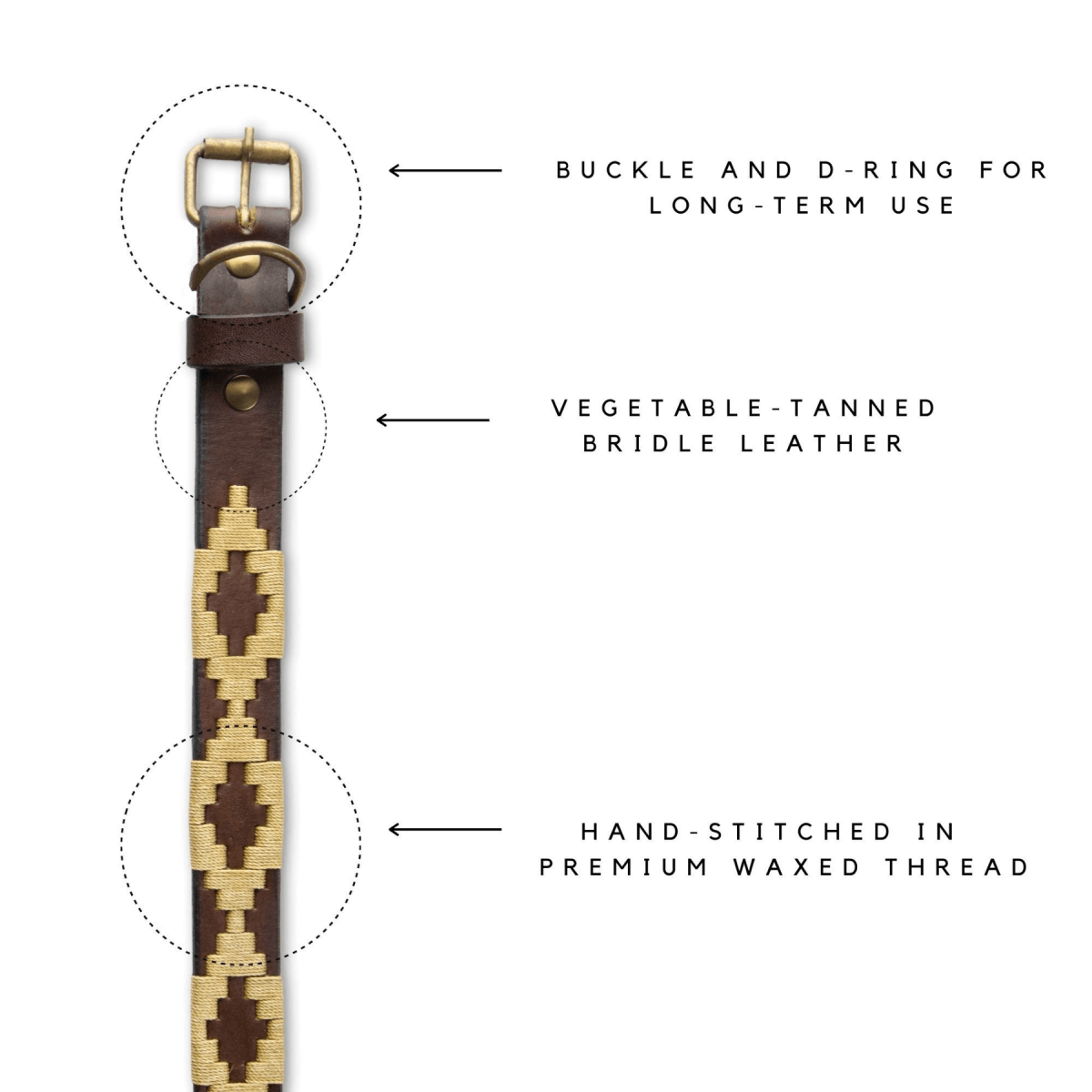 Embroidered Leather Dog Collar (Dorado)XSGaucholife