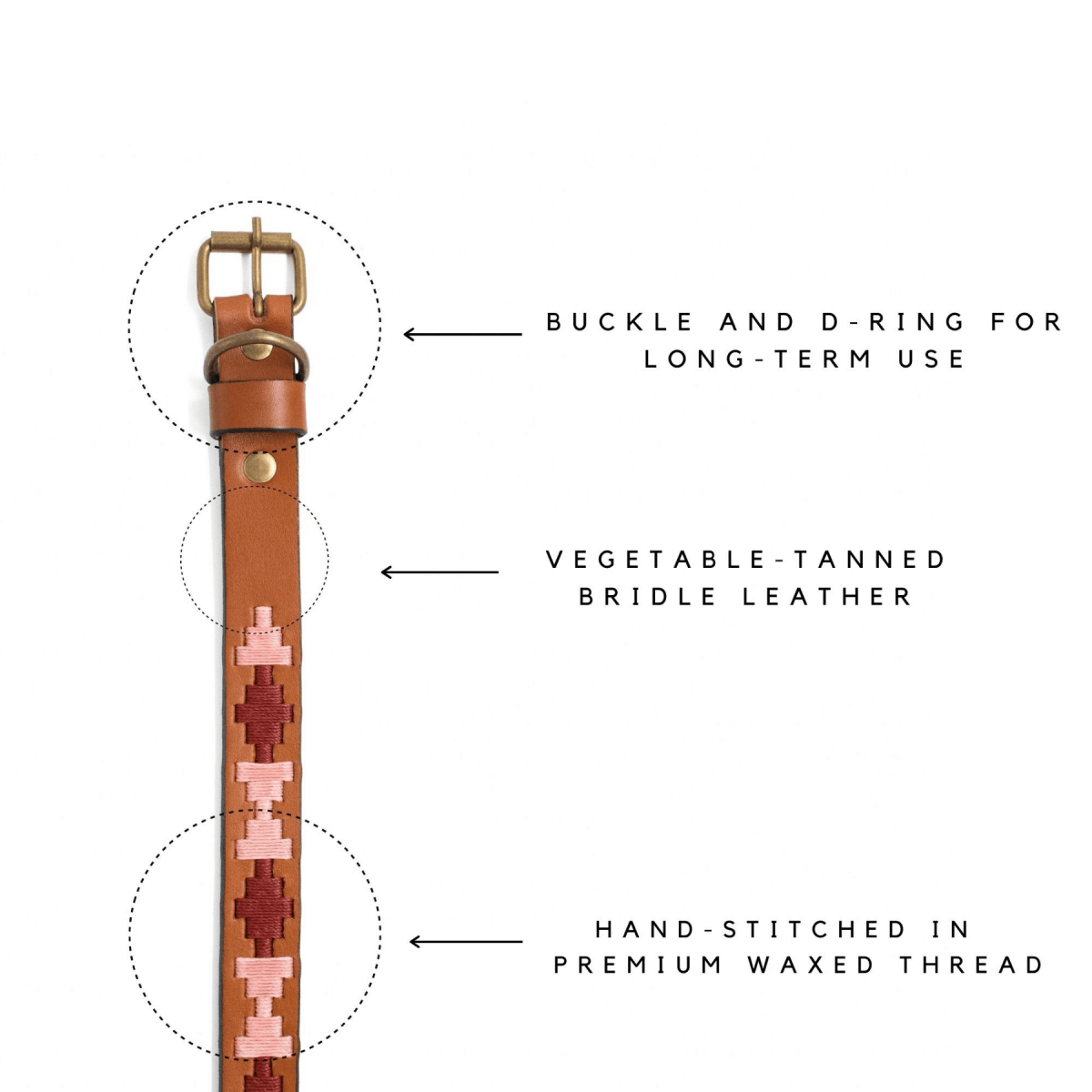 Embroidered Leather Dog Collar (Strawberry)X SmallGaucholife