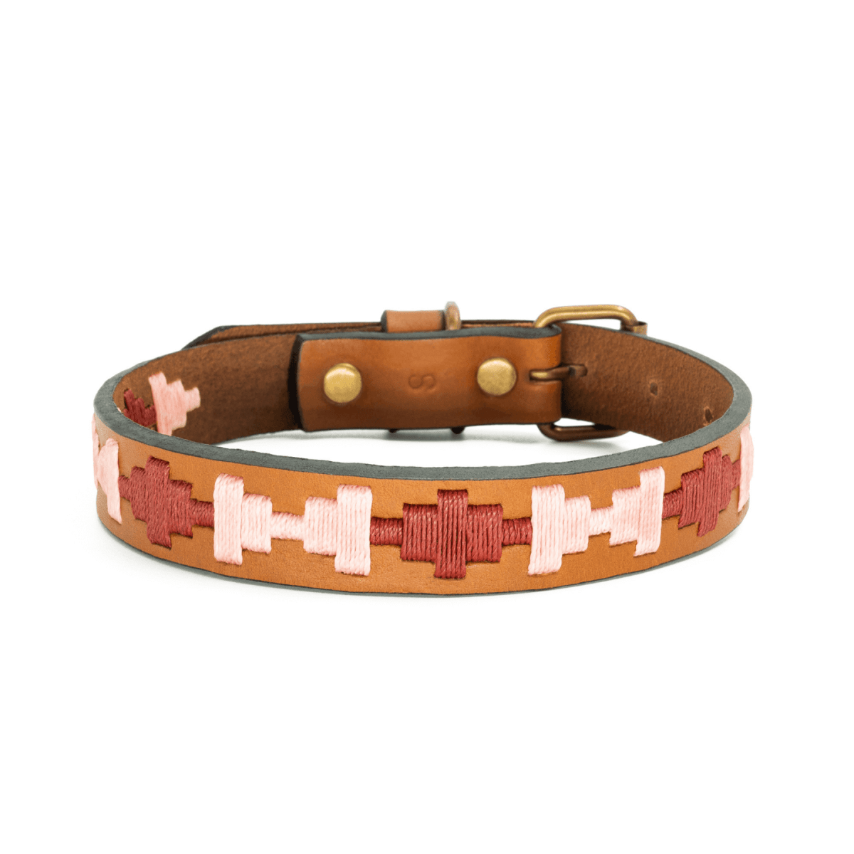 Embroidered Leather Dog Collar (Strawberry)X SmallGaucholife