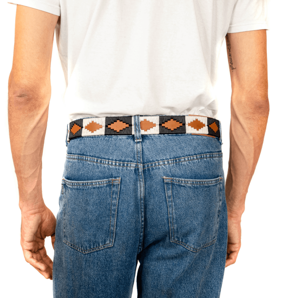 Embroidered Belt (Black/White/Tan)30Gaucholife