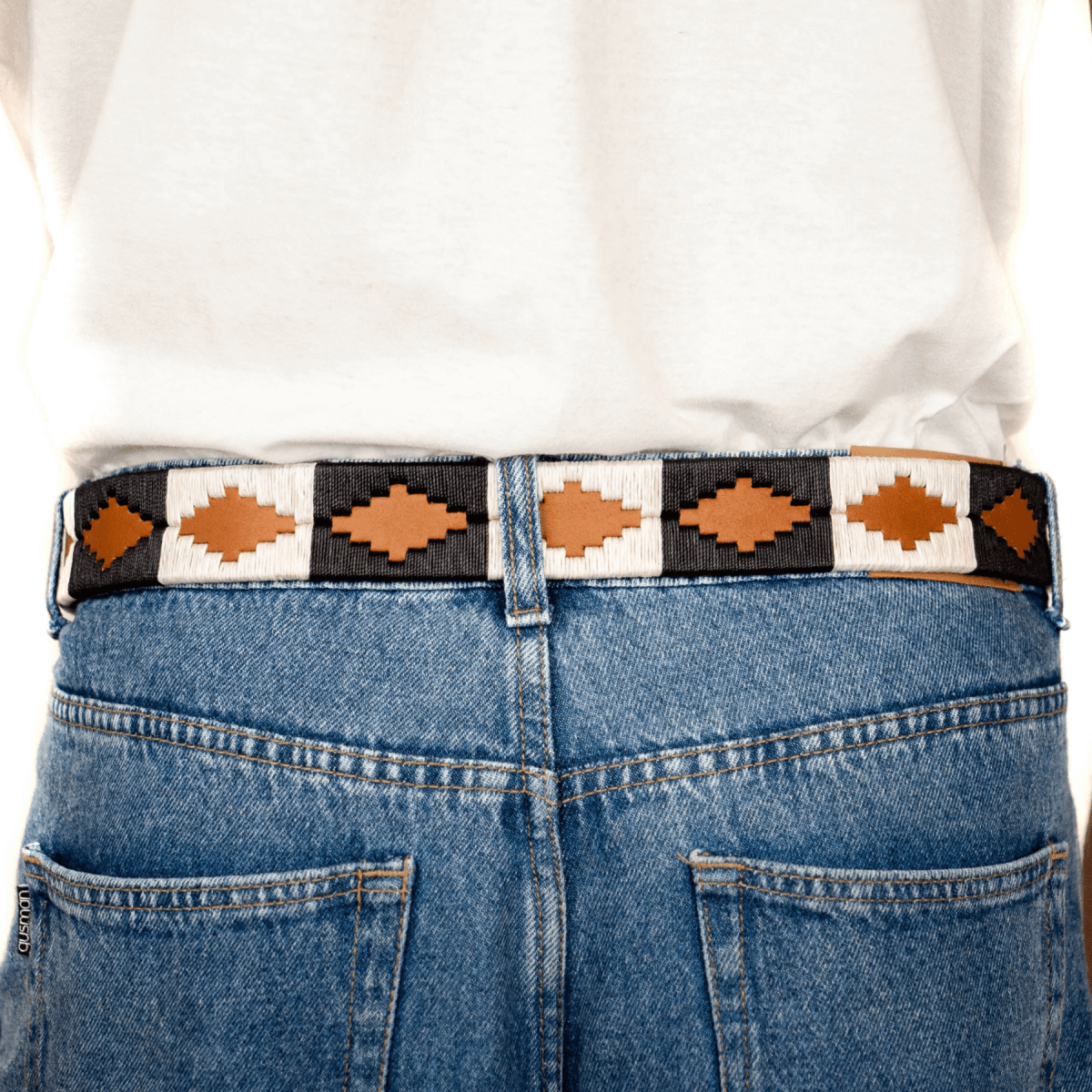 Embroidered Belt (Black/White/Tan)30Gaucholife