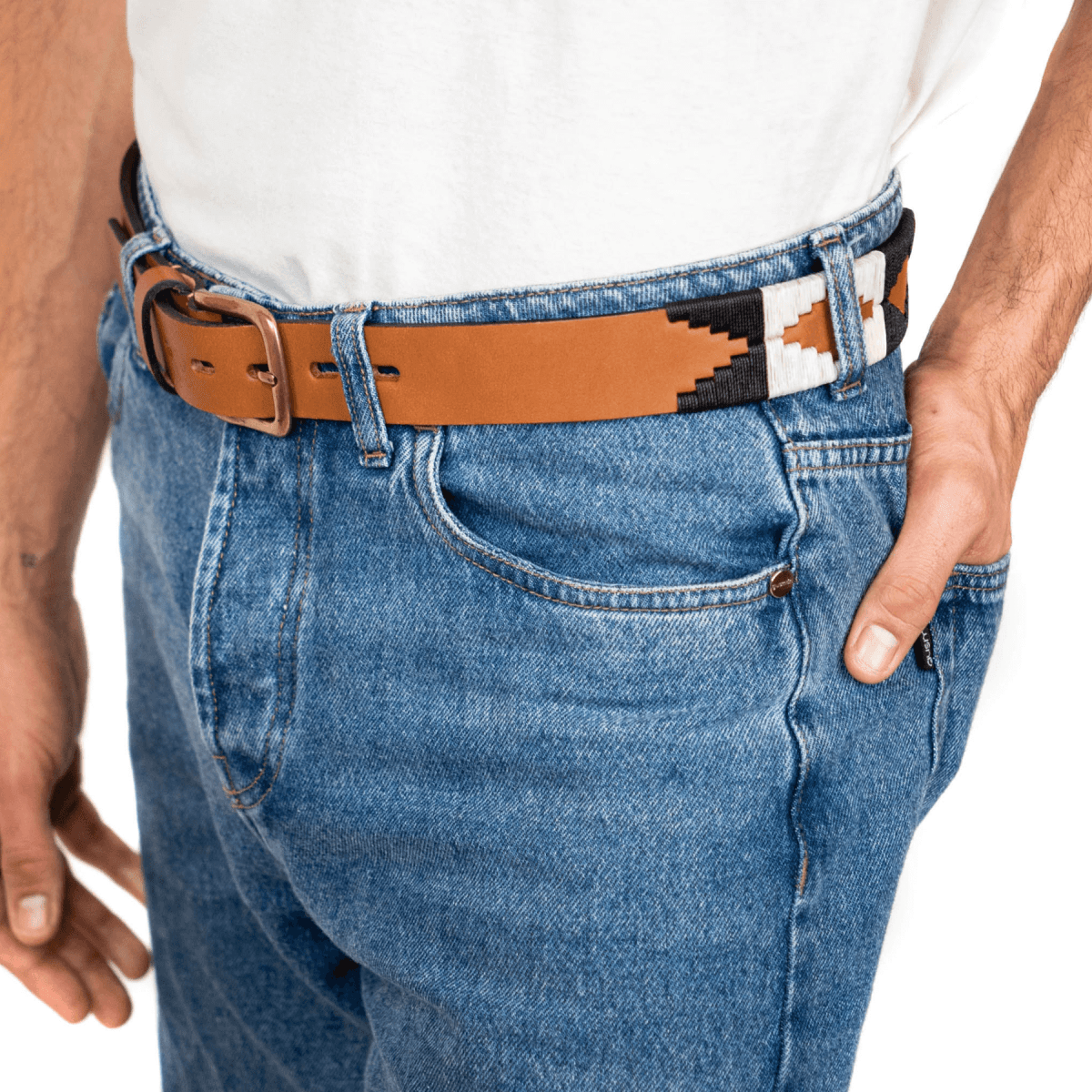 Embroidered Belt (Black/White/Tan)30Gaucholife