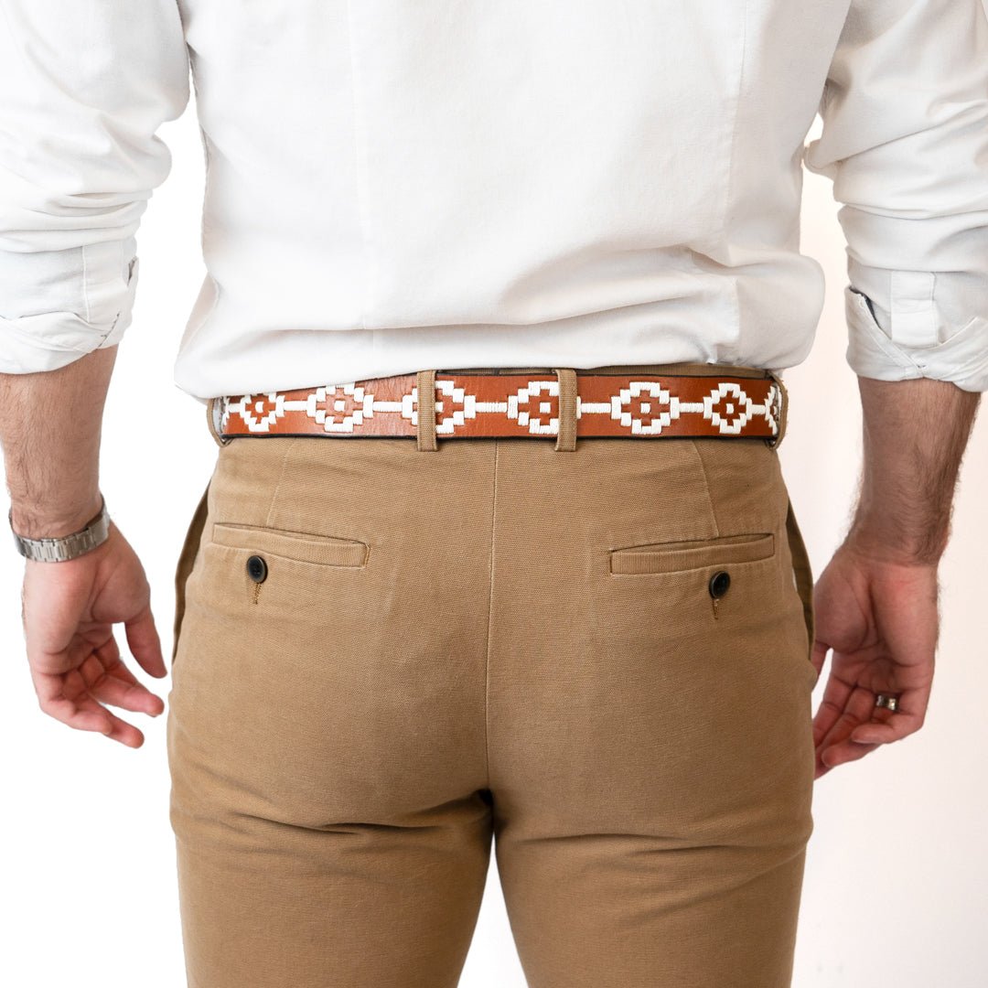 Embroidered Belt (Tan/White)30Gaucholife