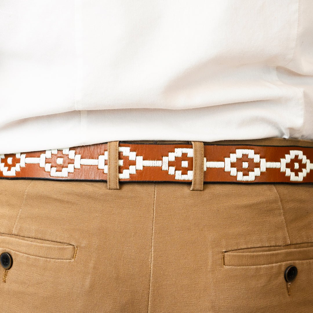 Embroidered Belt (Tan/White)30Gaucholife