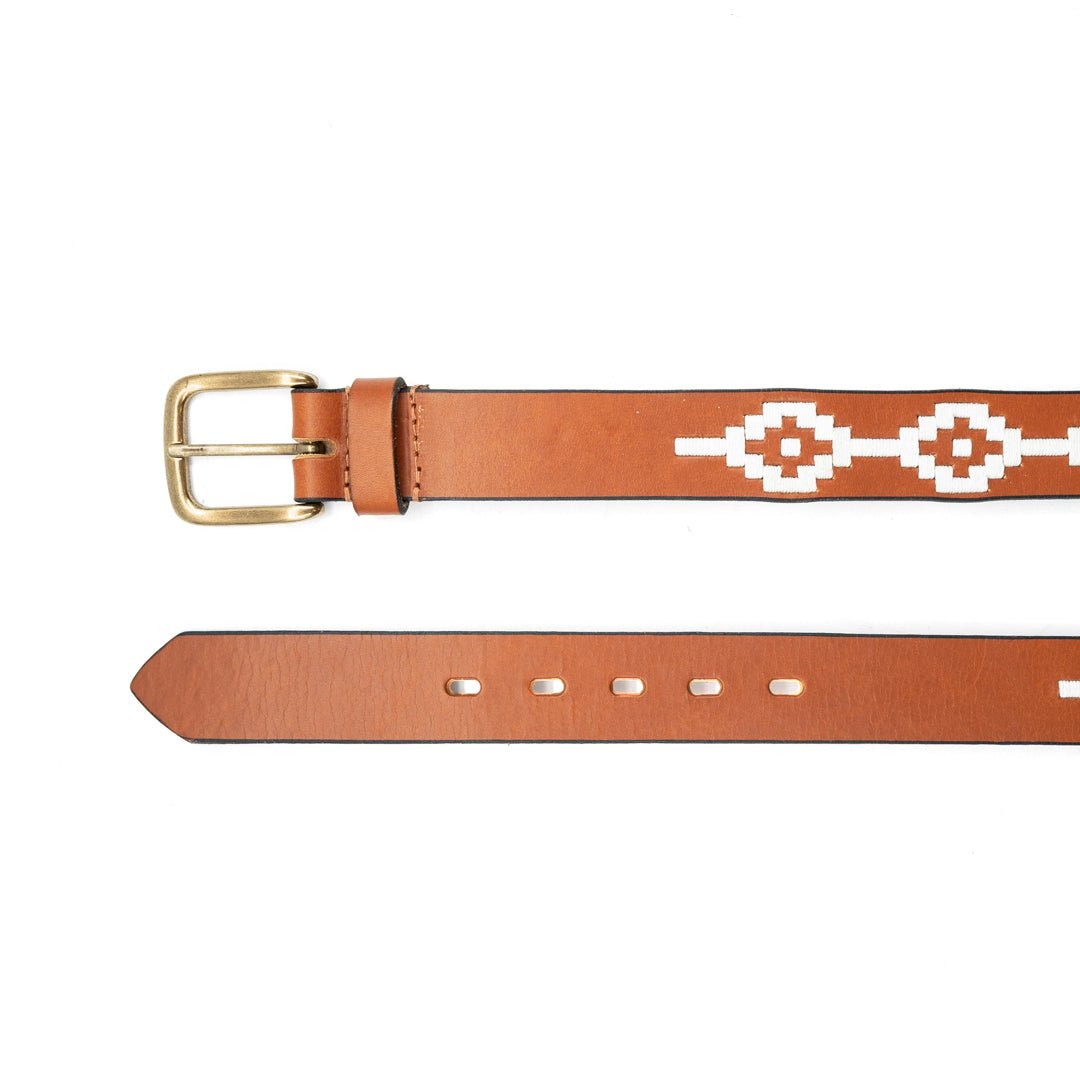 Embroidered Belt (Tan/White)30Gaucholife