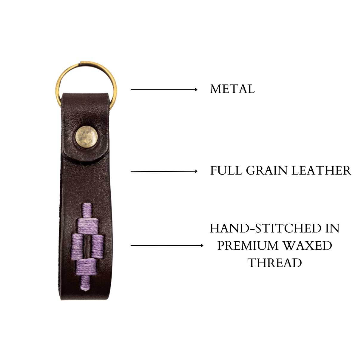 Embroidered Brown Leather KeychainAqua GreenGaucholife