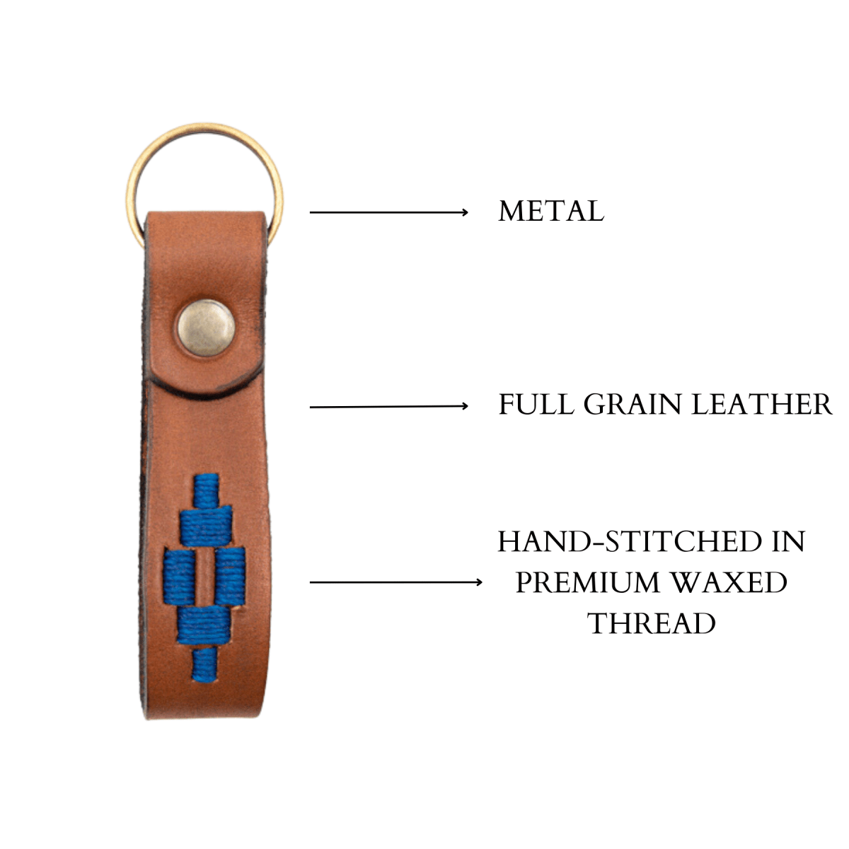 Embroidered Tan Leather KeychainYellowGaucholife