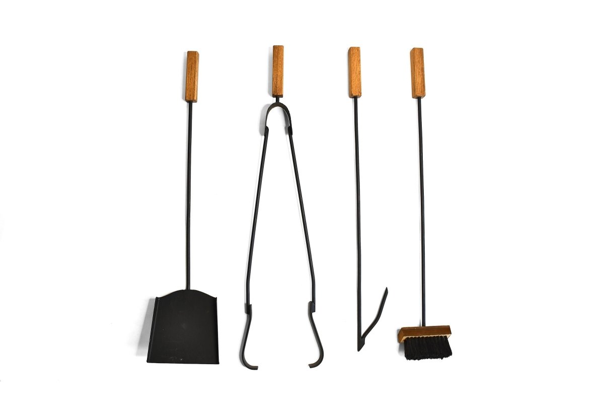 Fireplace BBQ Tools Set Fire Poker Tongs Brush Shovel And Stand | Blacksmith MadeStandGaucholife