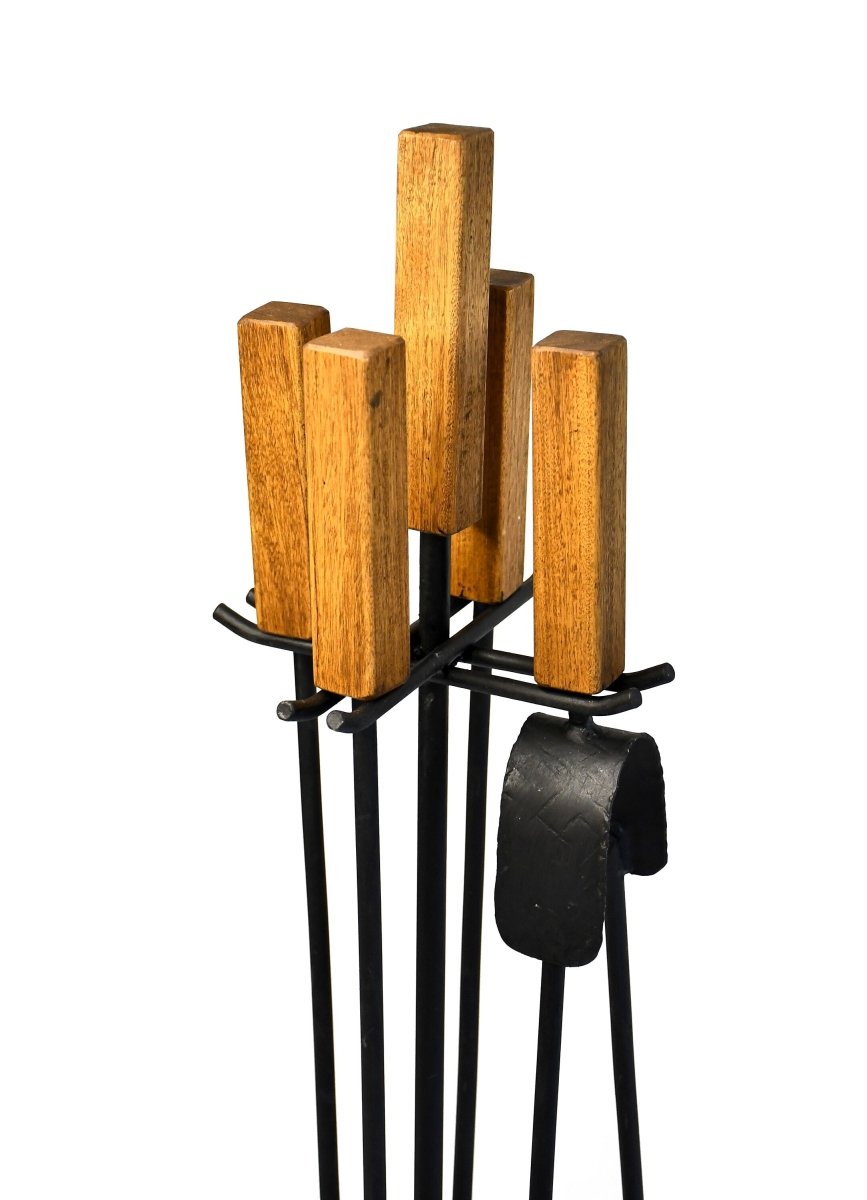 Fireplace BBQ Tools Set Fire Poker Tongs Brush Shovel And Stand | Blacksmith MadeStandGaucholife