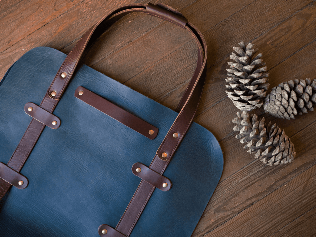 Full Grain Leather Log CarrierBlueGaucholife
