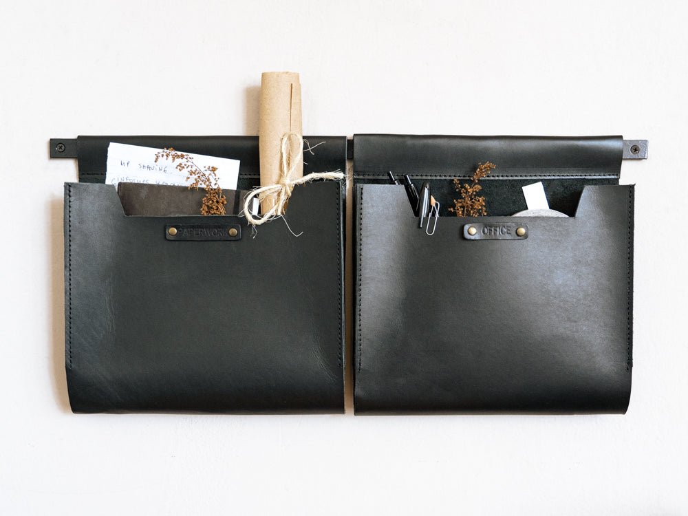 Leather Wall Pockets OrganizerBlackGaucholife