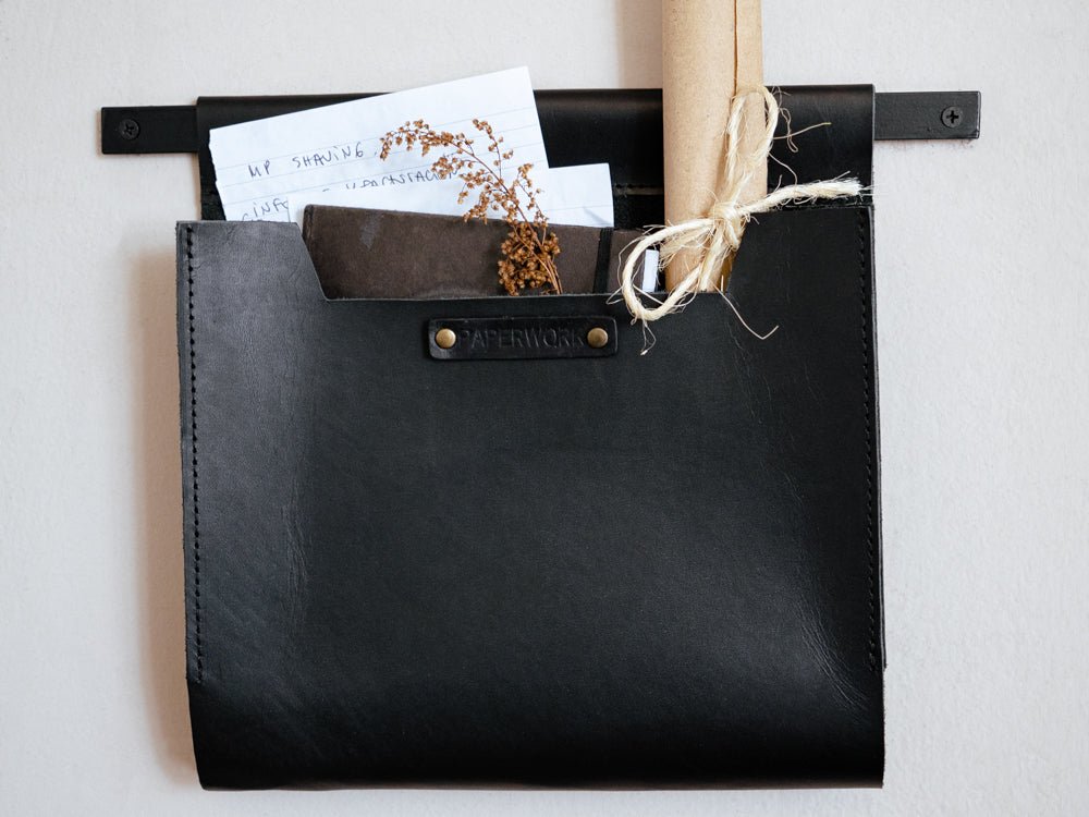 Leather Wall Pockets OrganizerBlackGaucholife