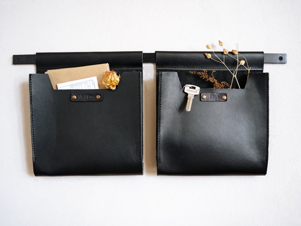 Leather Wall Pockets OrganizerBlackGaucholife