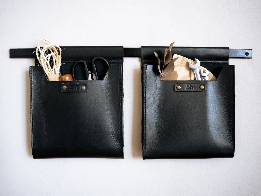 Leather Wall Pockets OrganizerBlackGaucholife