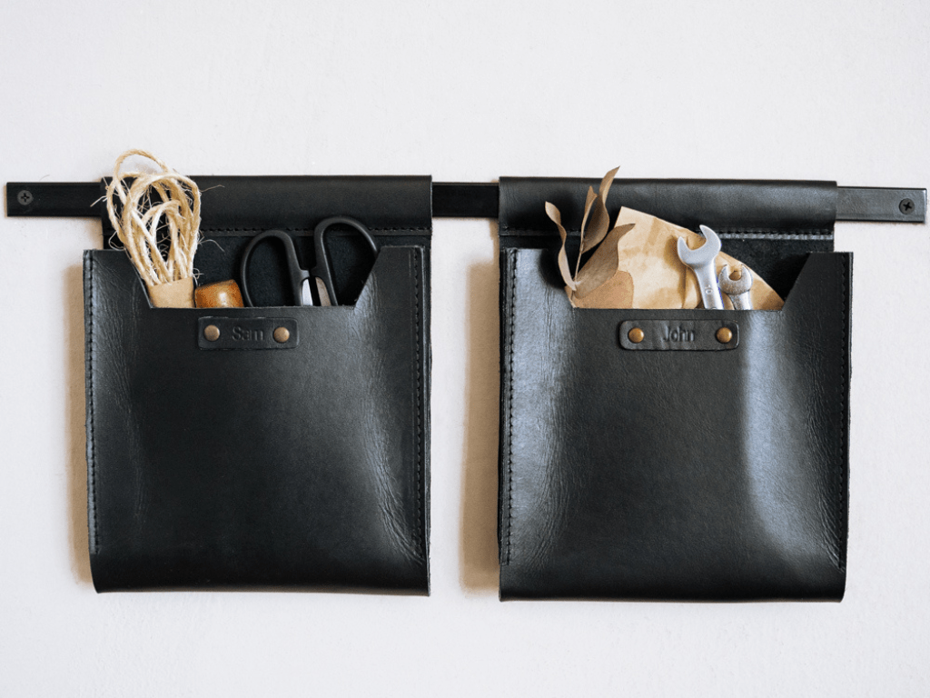 Leather Wall Pockets OrganizerBrownGaucholife