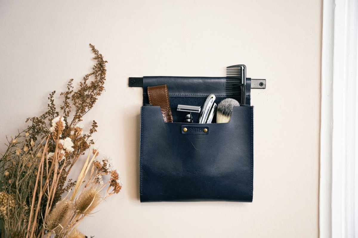 Leather Wall Pockets OrganizerBlueGaucholife