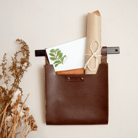 Small Leather Wall Pocket OrganizerBrownGaucholife