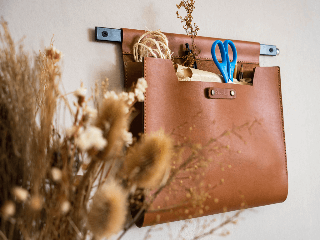 Large Leather Wall Pocket OrganizerTanGaucholife