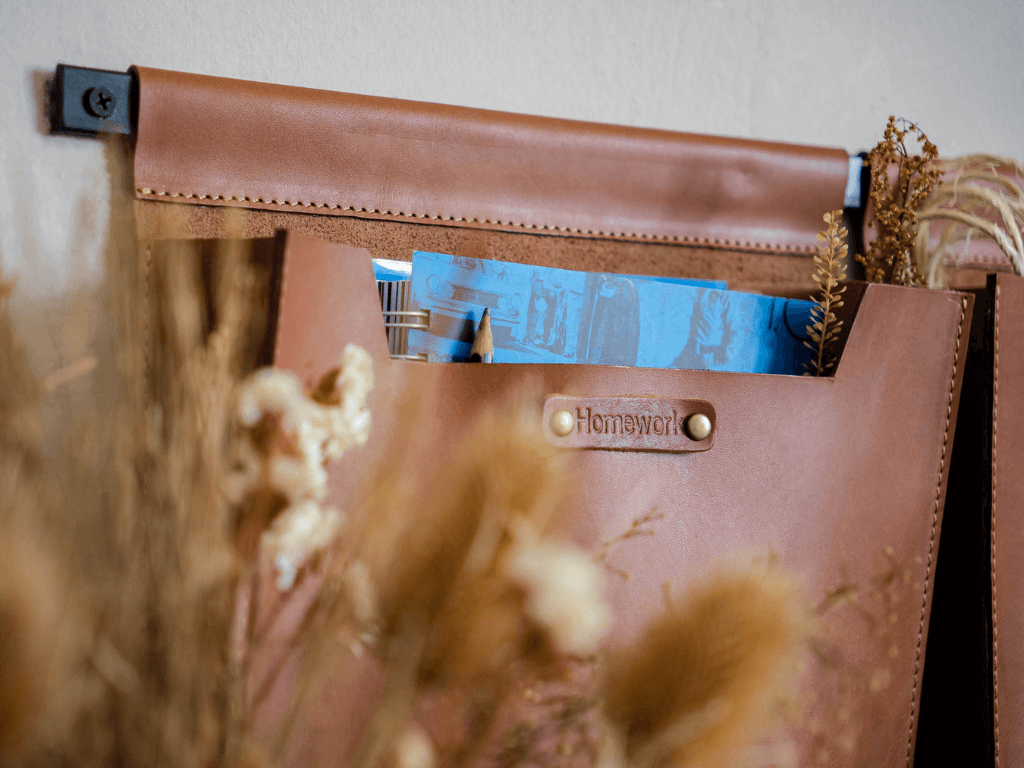 Large Leather Wall Pockets OrganizerTanGaucholife