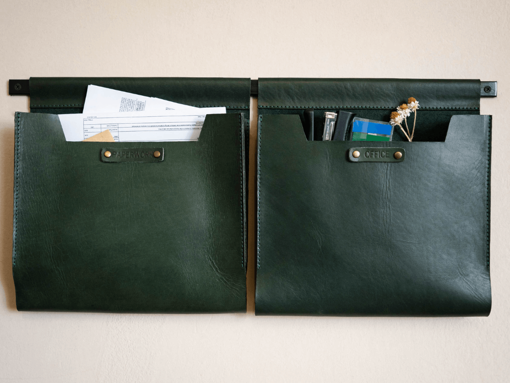 Large Leather Wall Pockets OrganizerGreenGaucholife