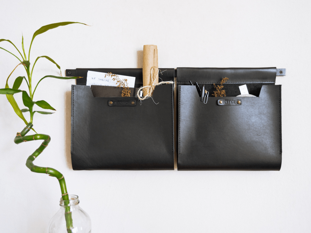 Large Leather Wall Pockets OrganizerTanGaucholife