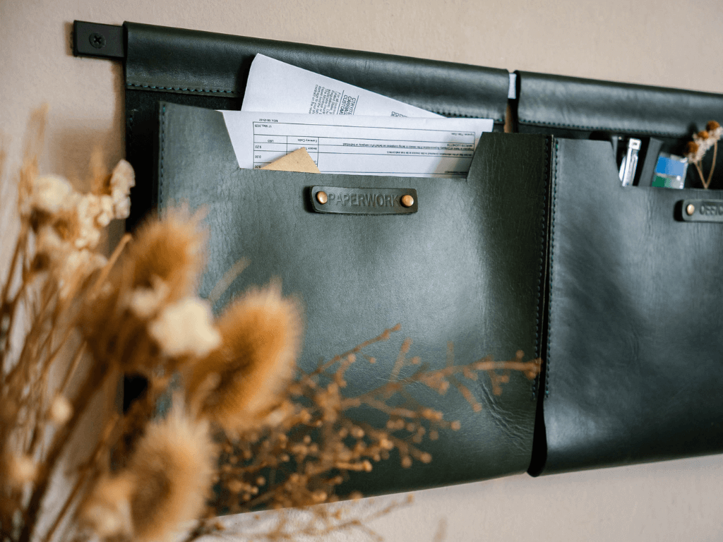 Large Leather Wall Pockets OrganizerGreenGaucholife