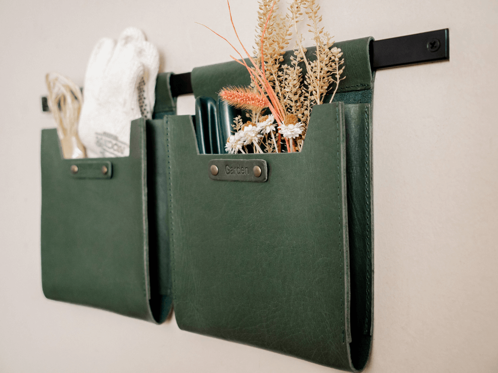 Leather Wall Pockets OrganizerBrownGaucholife