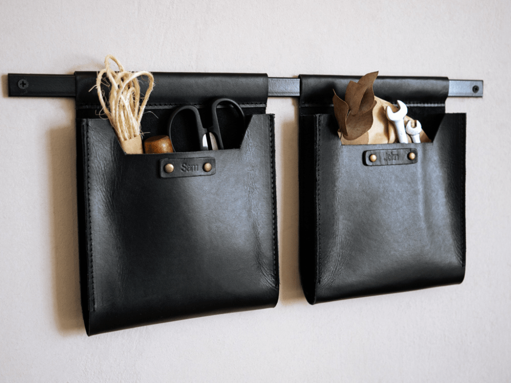 Leather Wall Pockets OrganizerBrownGaucholife