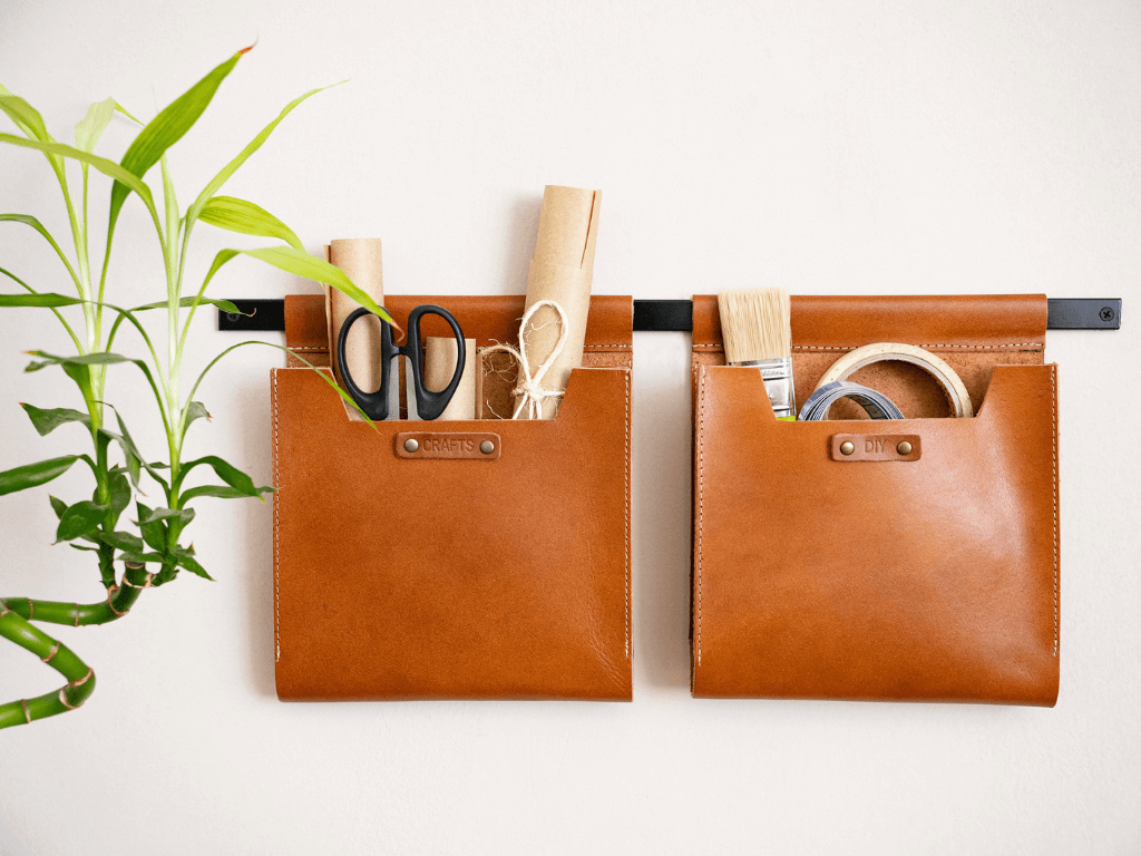 Medium Leather Wall Pockets Organizers